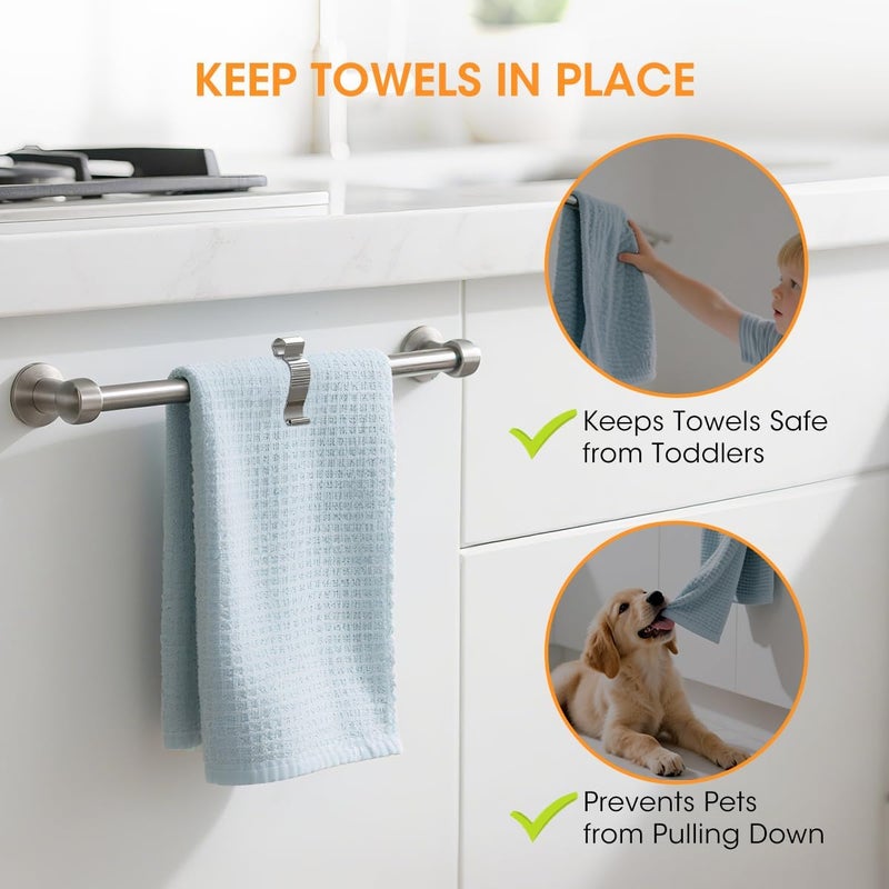 AIEVE 4 Pcs Stainless Steel Towel Clips,Hand Towel Clips for Kitchen or Bathroom, Towel Holder Clips for Towel Rack,Oven Handle, Dishwasher, Stove - Image 5